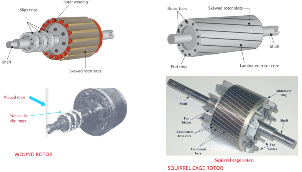 Wound rotor and squirrel cage rotor 