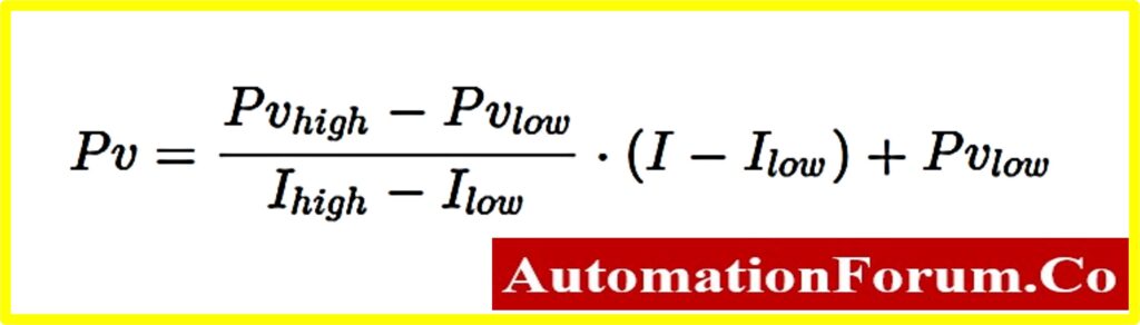 4- 20mA scaling calculator into PV formula