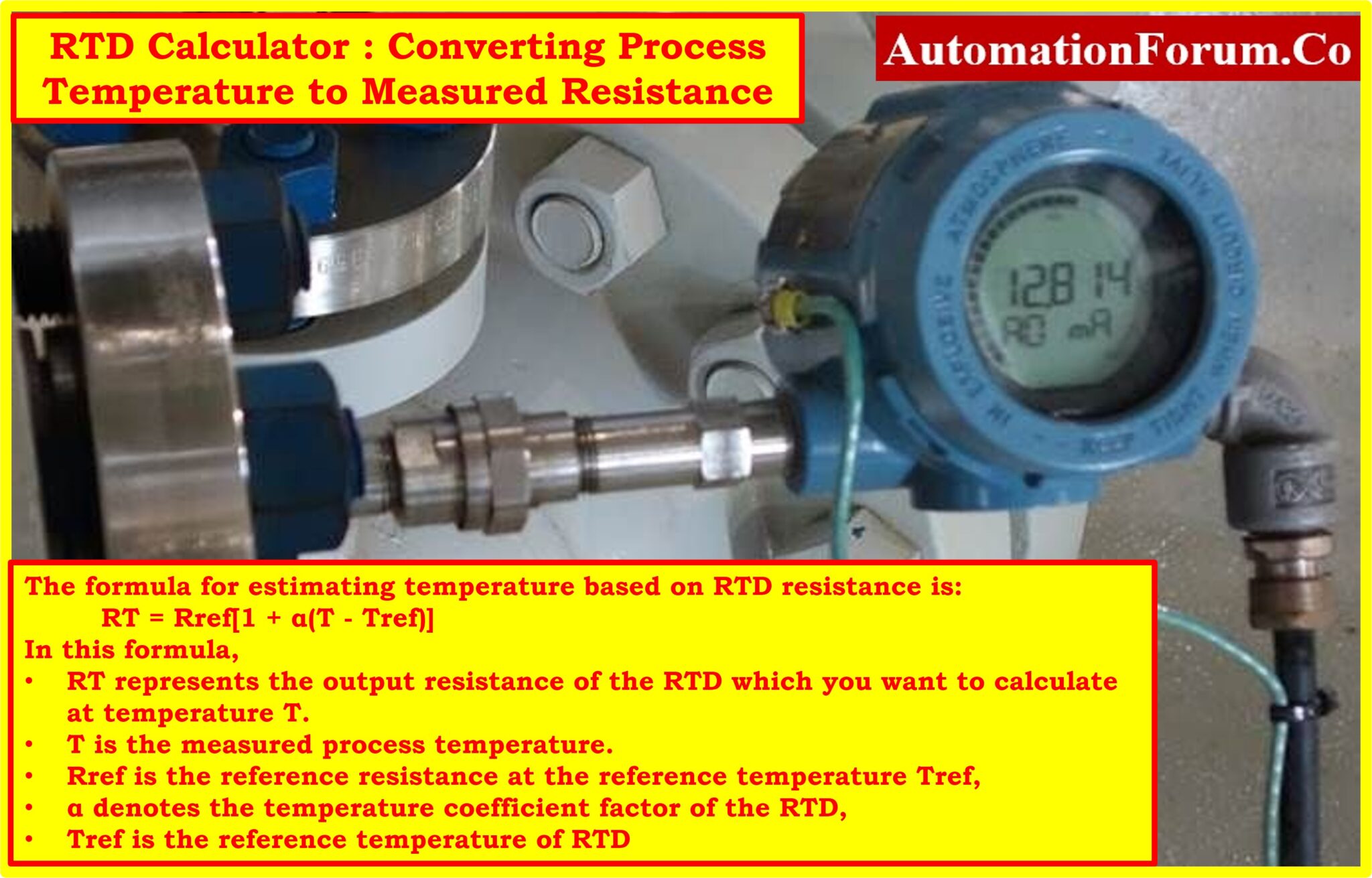 RTD Calculator Converting Process Temperature to measured Output