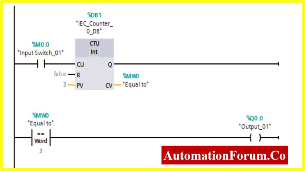 How to create and use different Comparator blocks in PLC ladder logic? 1