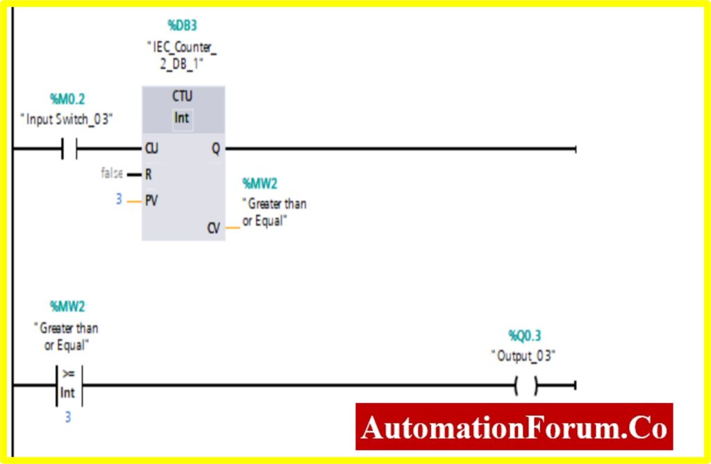 How to create and use different Comparator blocks in PLC ladder logic? 3