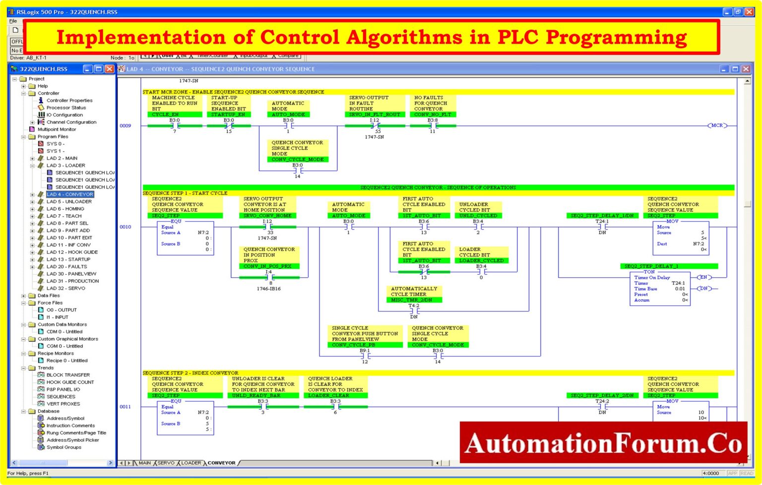 Implementation of Control Algorithms in PLC Programming