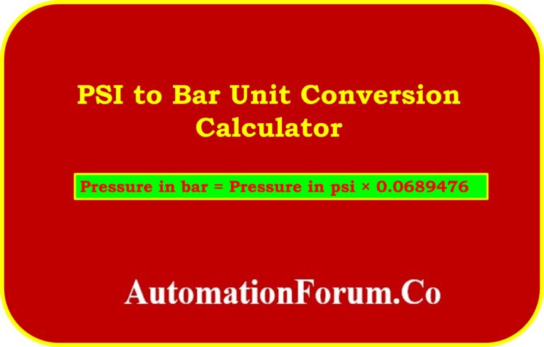 Psi Log In PSI to Bar Unit Conversion Calculator