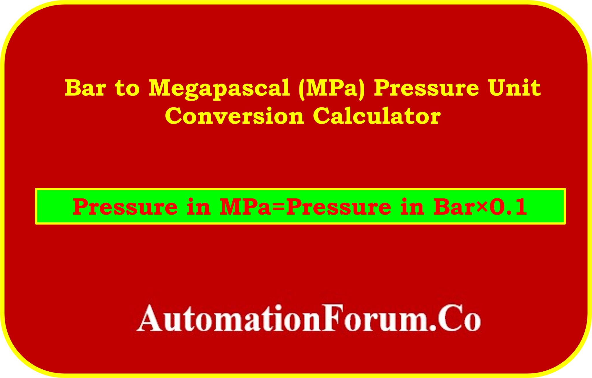 Bar To Megapascal MPa Pressure Unit Conversion Calculator