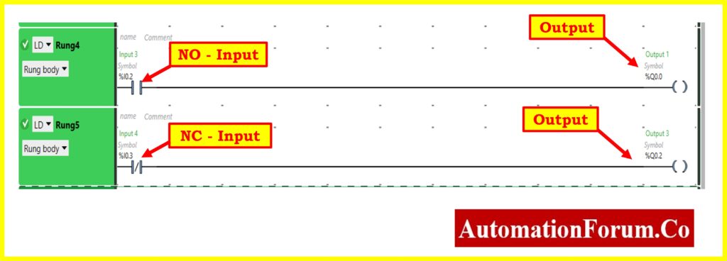 Input and Output Representation in Ladder Diagram 2