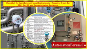 Checklist for Installation of Local Instruments - Complete Guide for EPC, QA/QC and Commissioning Engineers