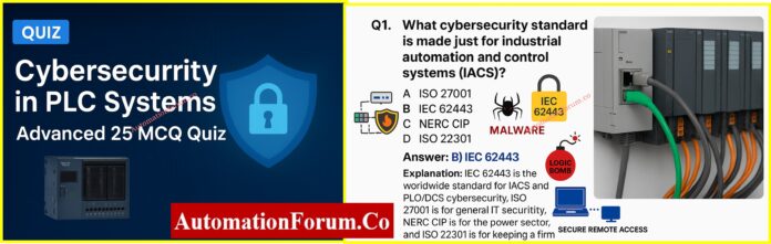 Cybersecurity in PLC Systems - Advanced 25 MCQ Quiz