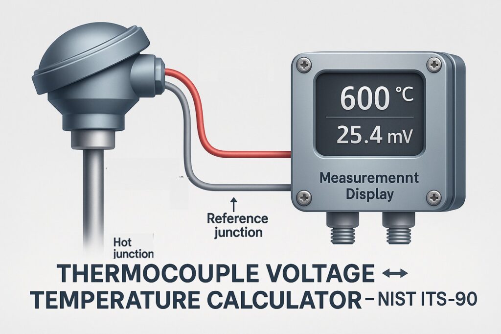 Thermocouple Voltage ↔ Temperature Calculator 1