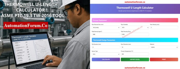Thermowell U-Length Calculator | ASME PTC 19.3 TW-2016 Tool