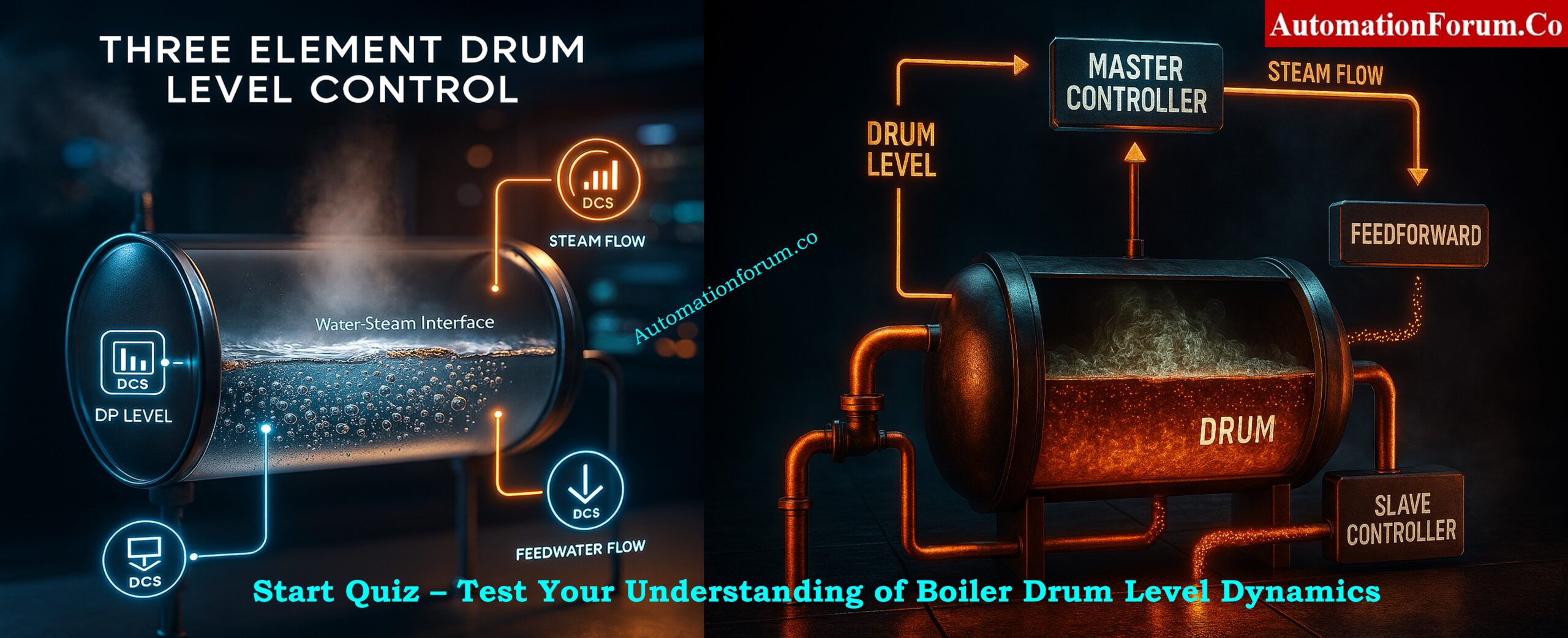 Three Element Drum Level Control System – Advanced Quiz for Instrumentation Engineers