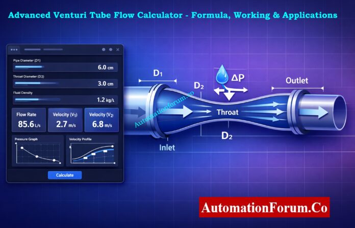 Advanced Venturi Tube Flow Calculator - Formula, Working & Applications