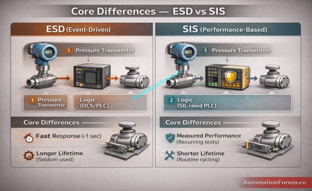 Core Difference Between ESD and SIS