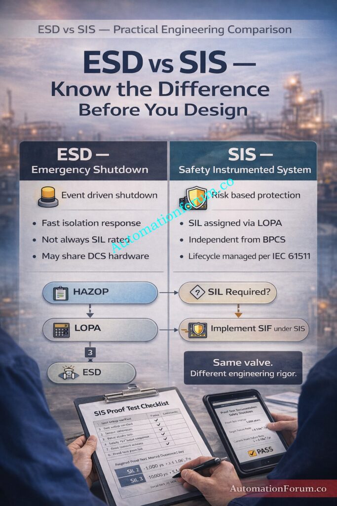 ESD vs SIS Difference When to Use Each and Practical Engineering Guide