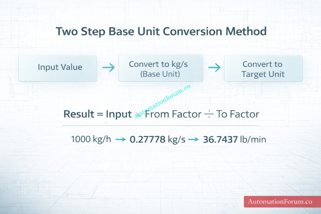 How to Convert Mass Flow Rate - Step by Step Engineering Method - Two Step Base Unit Method Using Kg Per Second