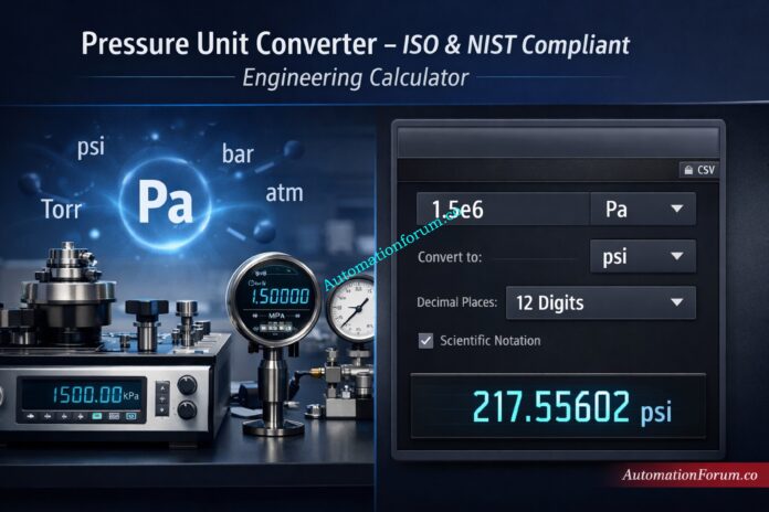 Pressure Unit Converter - ISO and NIST Compliant Professional Calculator for Engineers