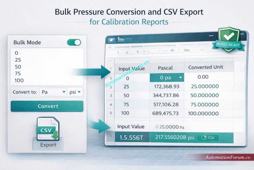 High Precision Pressure Calculation - Single and Bulk Pressure Conversion Modes
