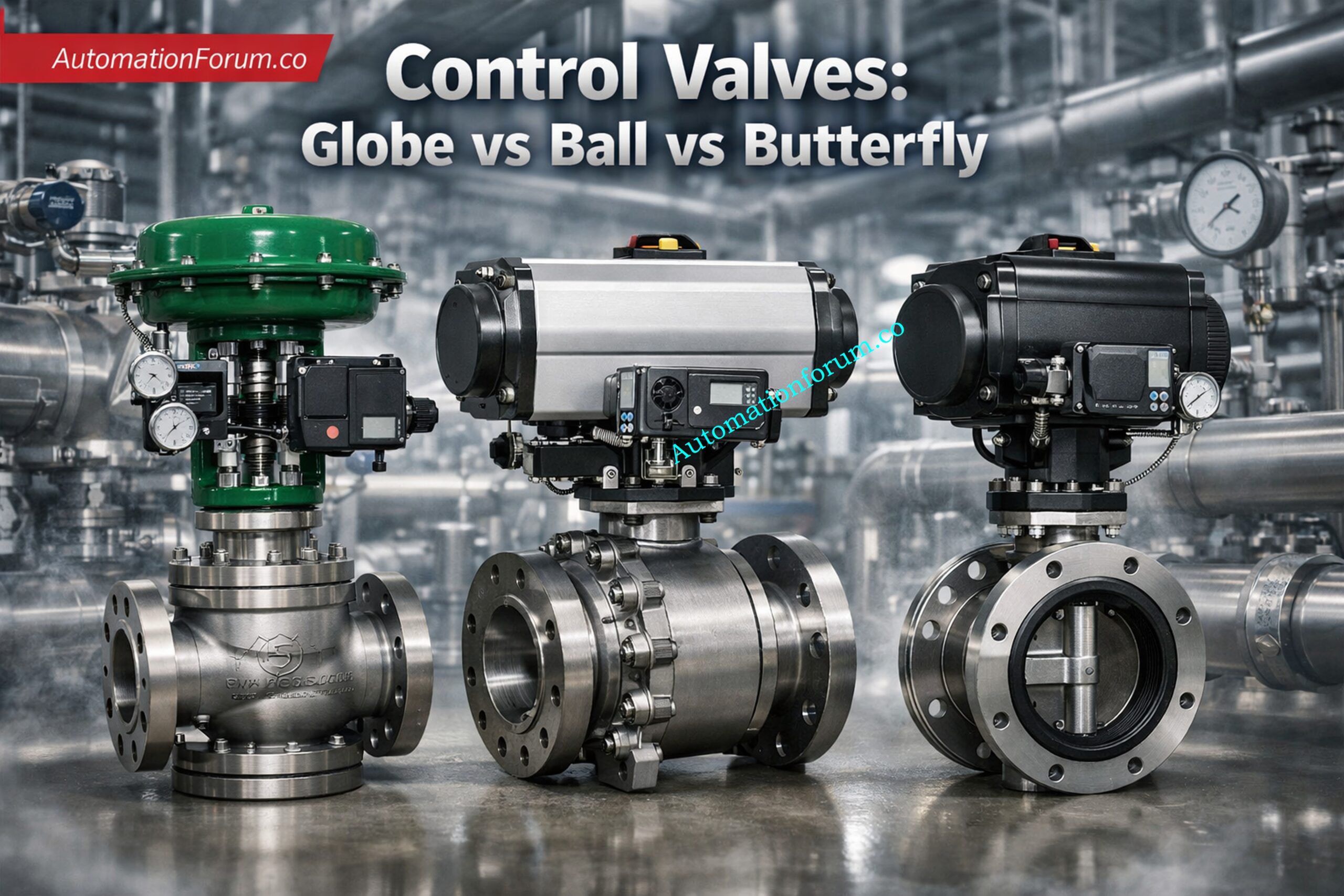 Globe vs Ball vs Butterfly Control Valves Complete Comparison Guide for Flow Control Selection and Applications in Process Industries