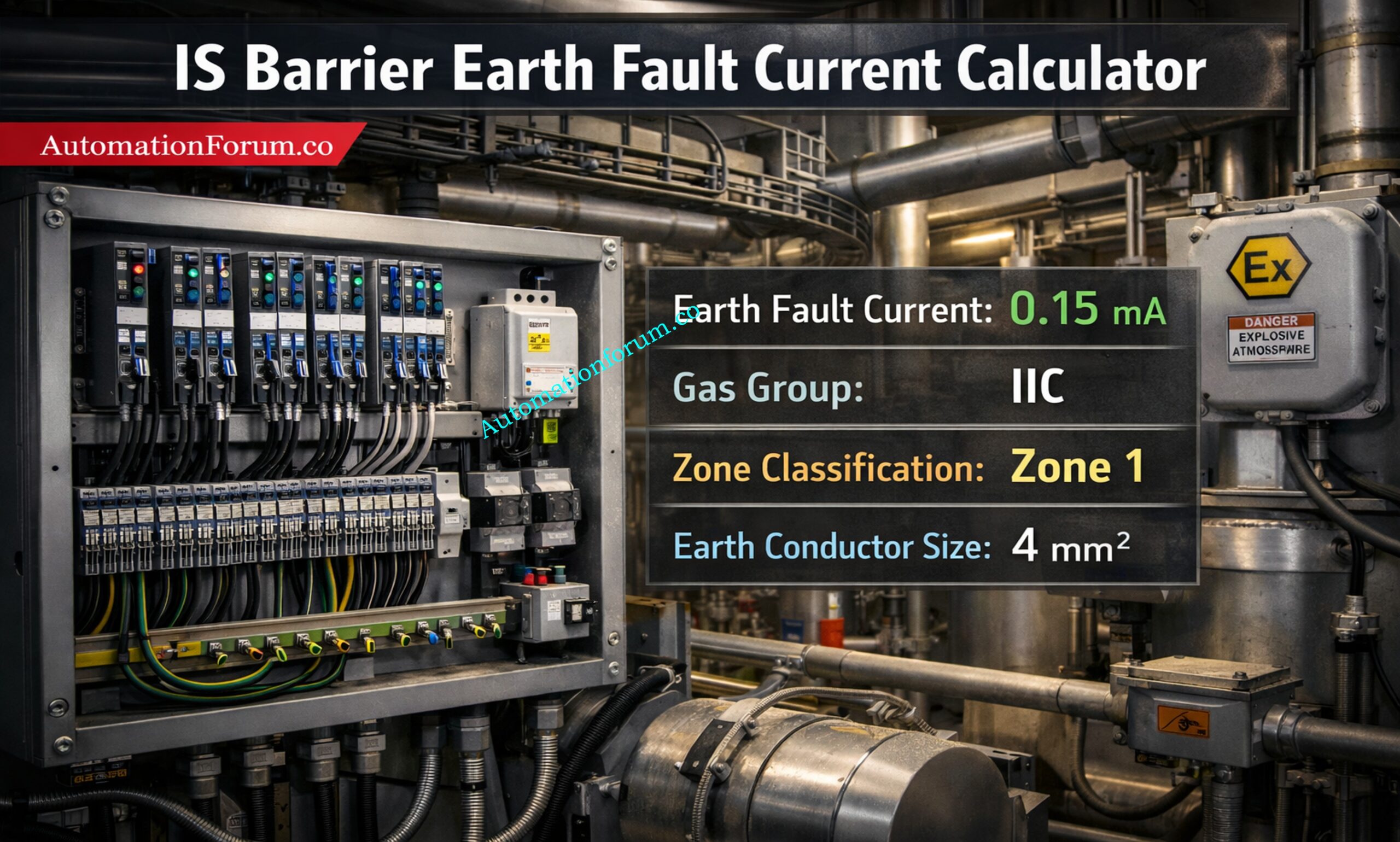 IS Barrier Earth Fault Current Calculator | Intrinsic Safety Loop Design Tool