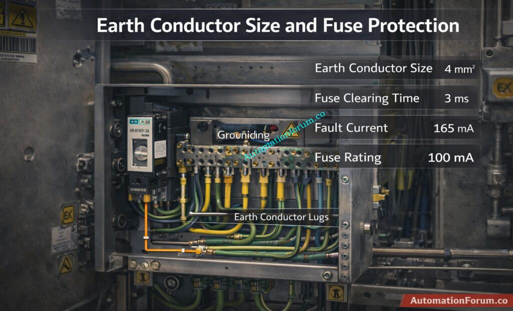 Earth conductor size - IS Barrier Earth Fault Current Calculator | Intrinsic Safety Loop Design Tool
