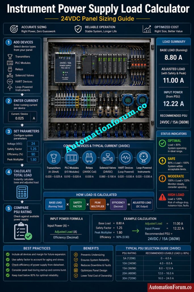 Step-by-Step Guide to Using the Power Supply Load Calculator -  - Instrument Power Supply Load Calculator: