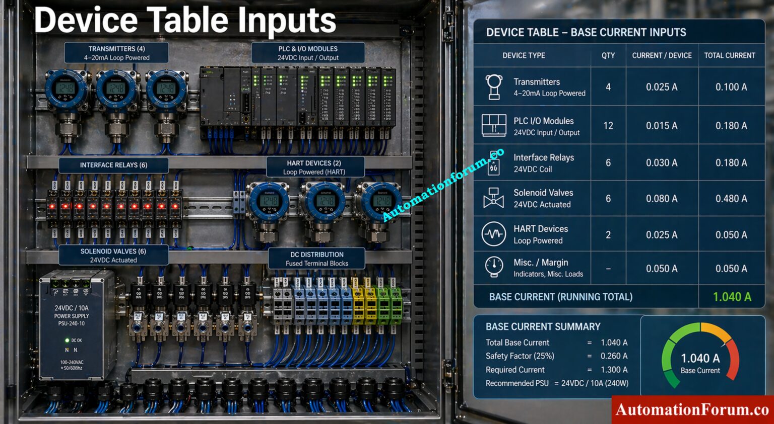 Instrument Power Supply Load Calculator for 24VDC Sizing