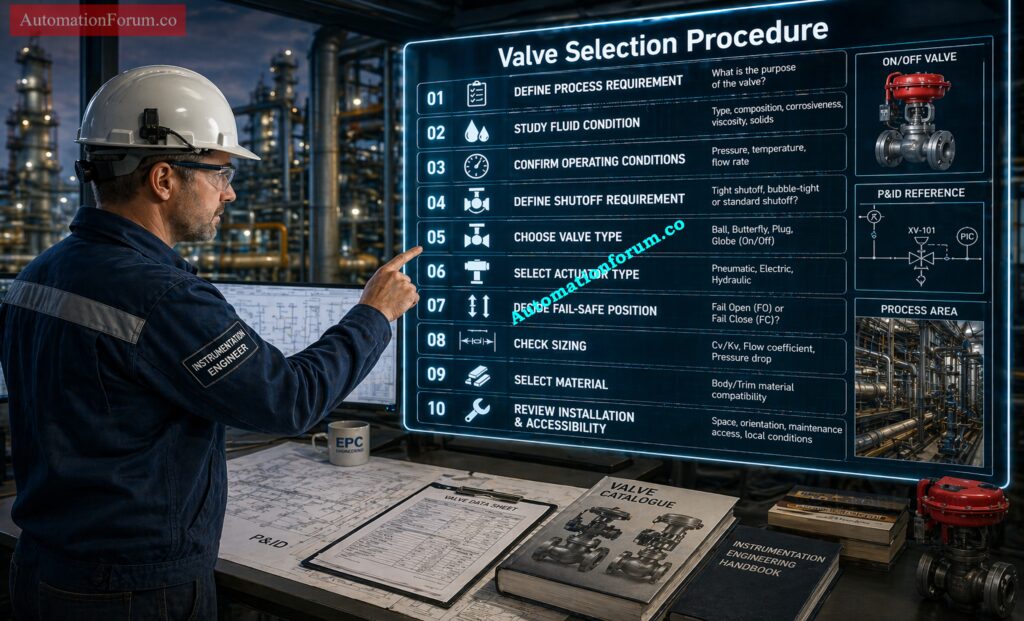 Step by Step ON OFF Valve Selection Procedure