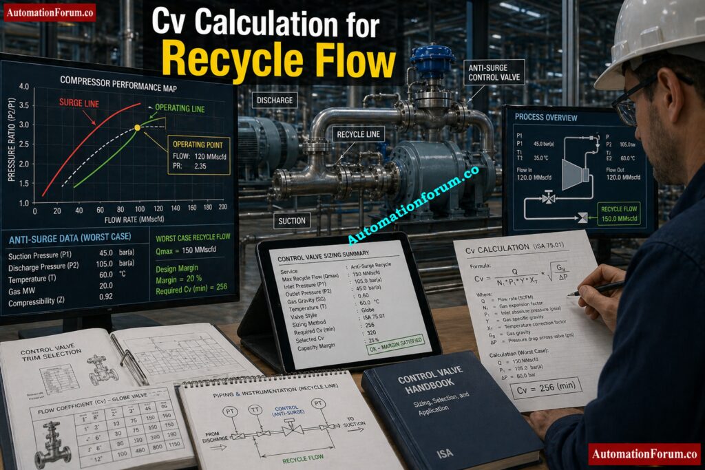 Cv Calculation for Recycle Flow = Anti-Surge Control Valve Selection and Sizing - Complete Engineering Guide
