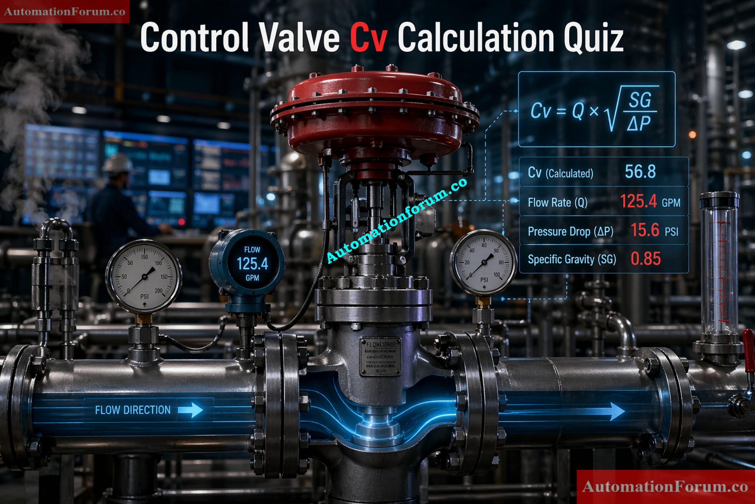 Control Valve Cv Calculation Quiz for Instrumentation Engineers