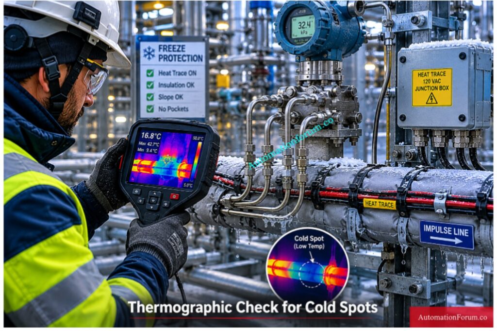 Impulse Line Freezing Risk and Heat Tracing Calculator for Instrumentation Engineers - Thermographic inspection for cold spots