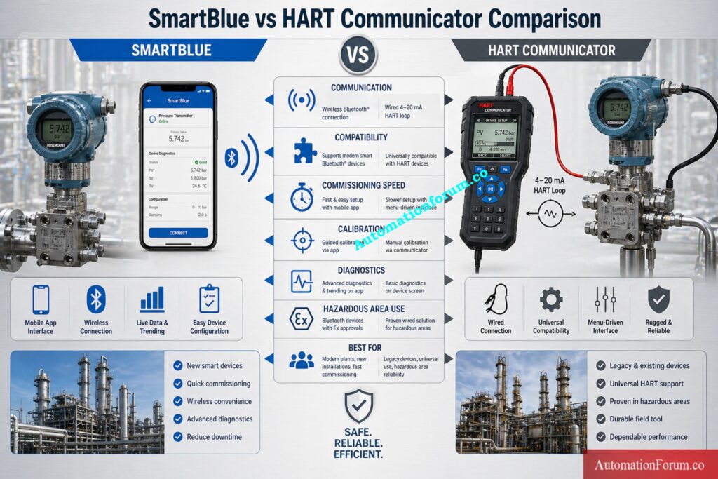 SmartBlue vs HART Communicator Comparison Table