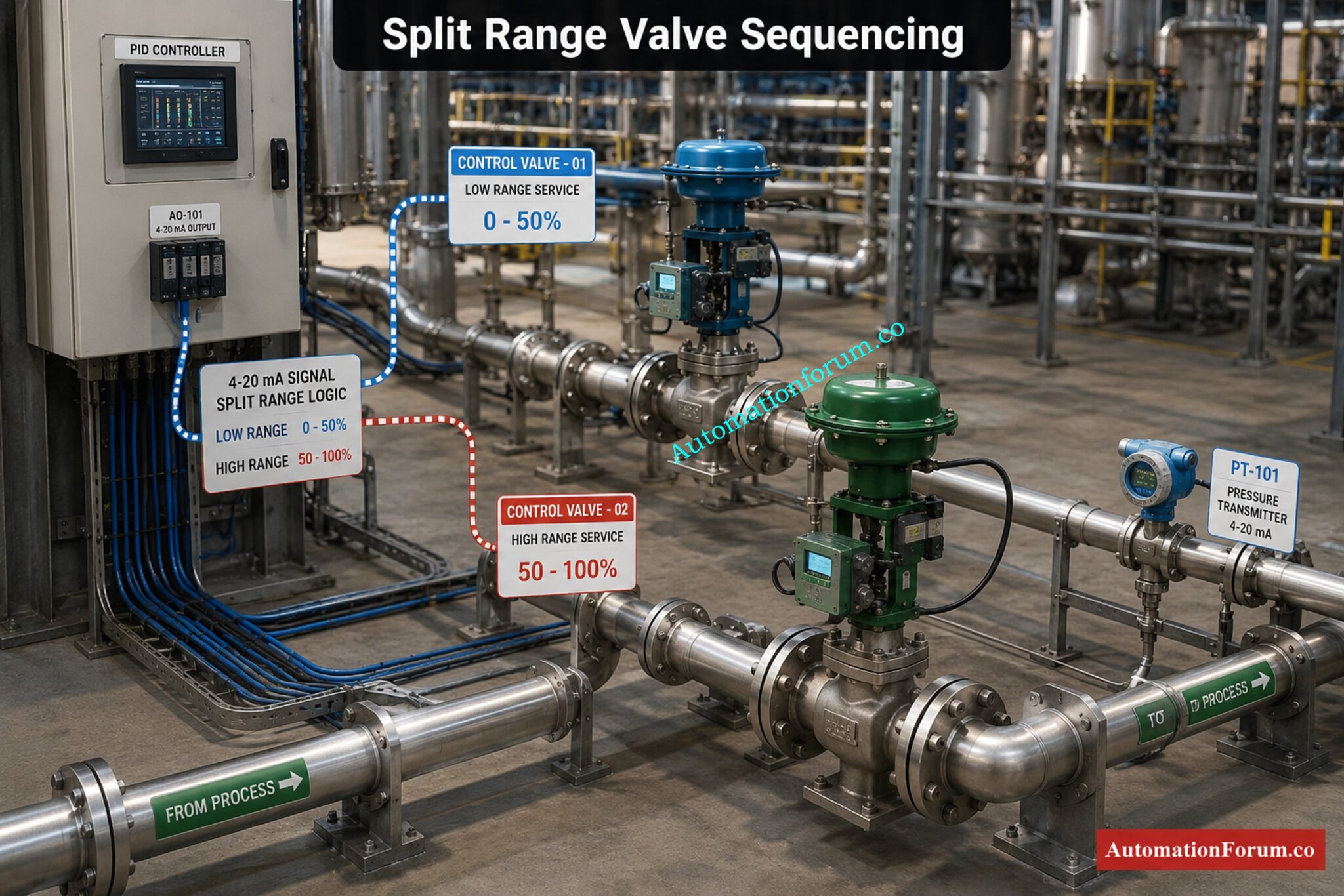 Split Range Calculator for Control Valves in PLC & DCS Systems