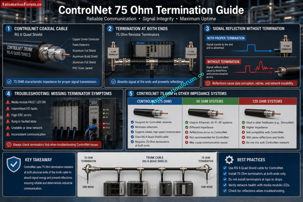 Why 75 Ohm Termination Resistor is Used in ControlNet in process industries automation
