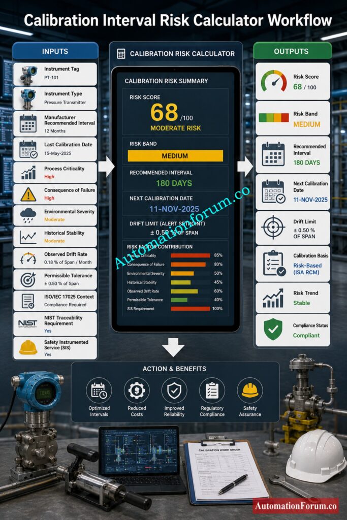 Calibration Interval Risk Calculator for Industrial Instrument Calibration Planning - Calibration Interval Risk Calculator Inputs