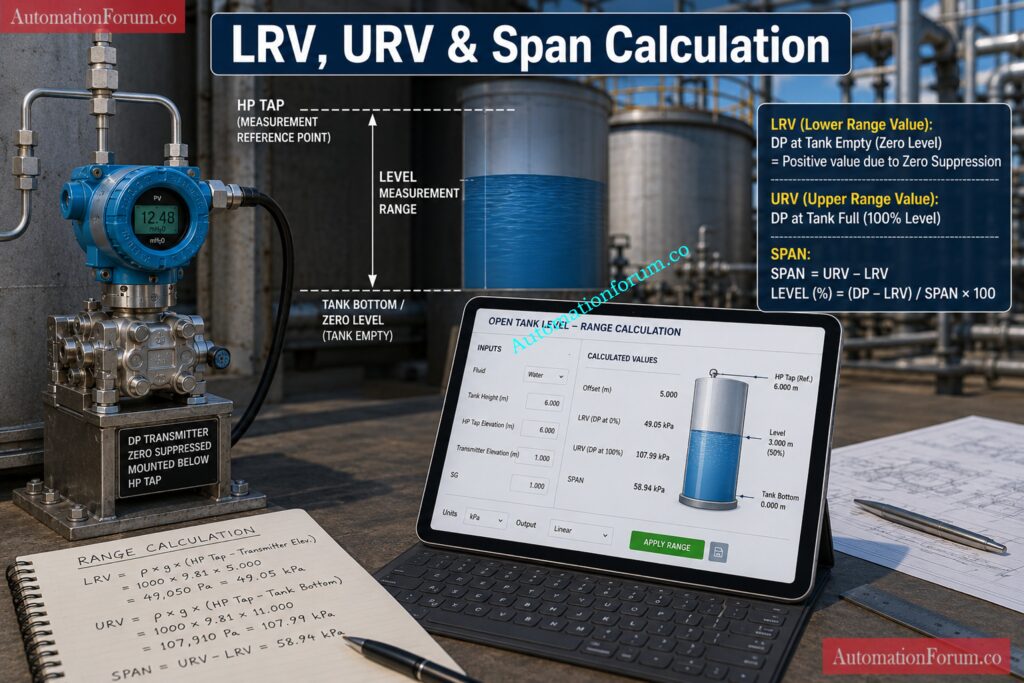 Zero Suppression Formula for Open Tank Level Measurement