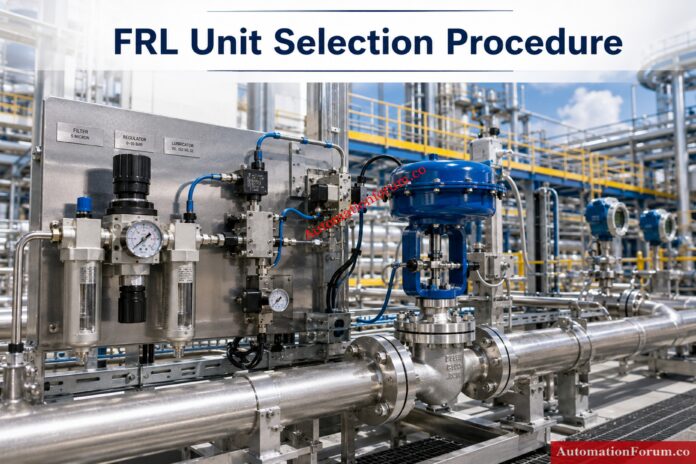 FRL Unit Selection Procedure for On Off Instrumentation Control Valves