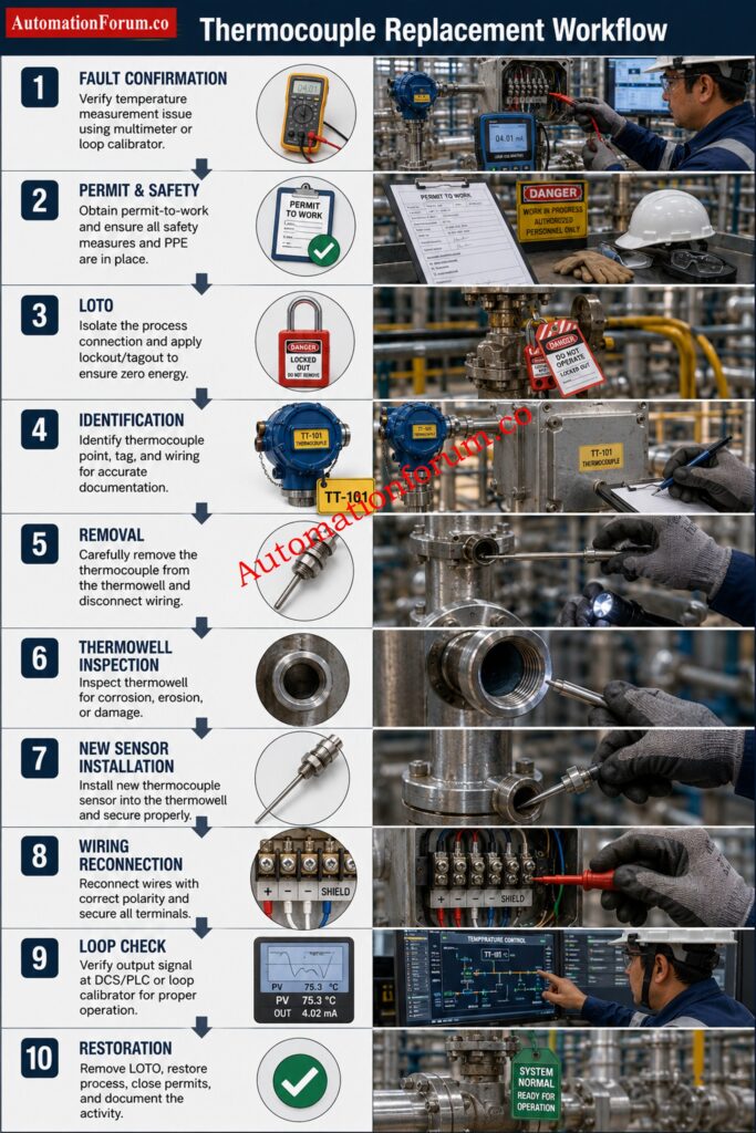 Faulty Thermocouple Replacement Procedure  - Acceptance Criteria for Successful Replacement