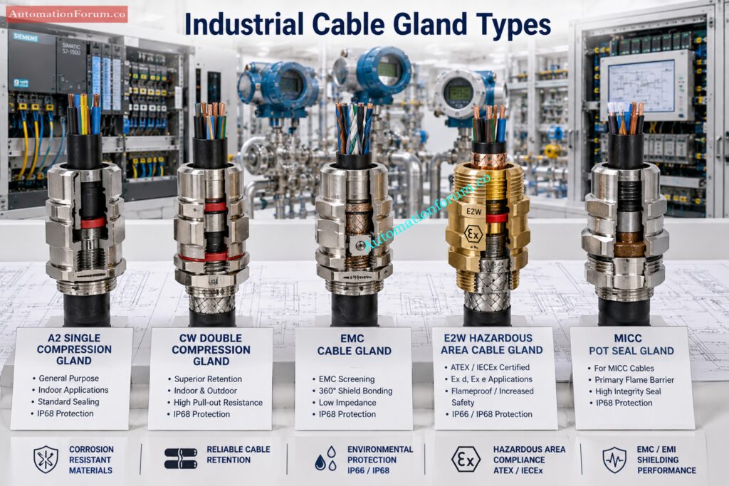 Types of Cable Glands Recommended by the Calculator