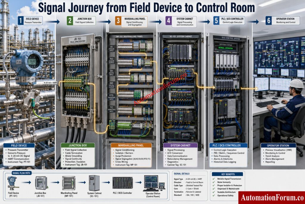 How Signal Travels from Field Instrument to Operator Station