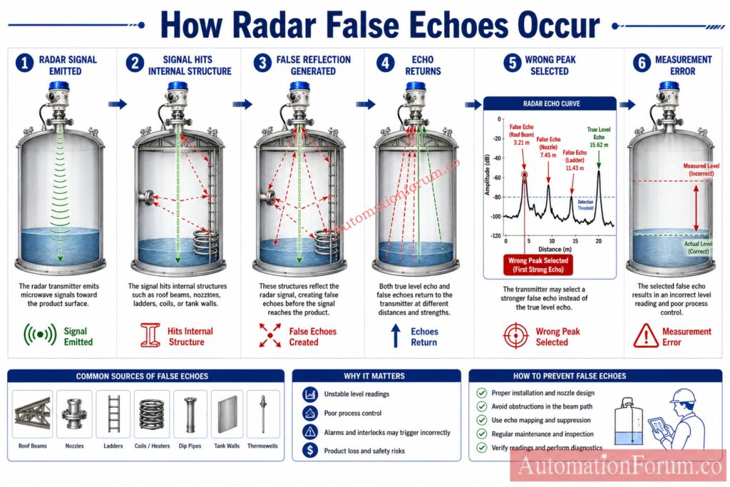 Common Sources of False Radar Echoes in Tanks and Vessels