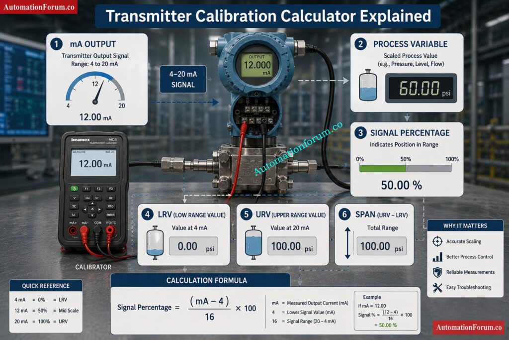 Formulas Used in Transmitter Calibration Calculation