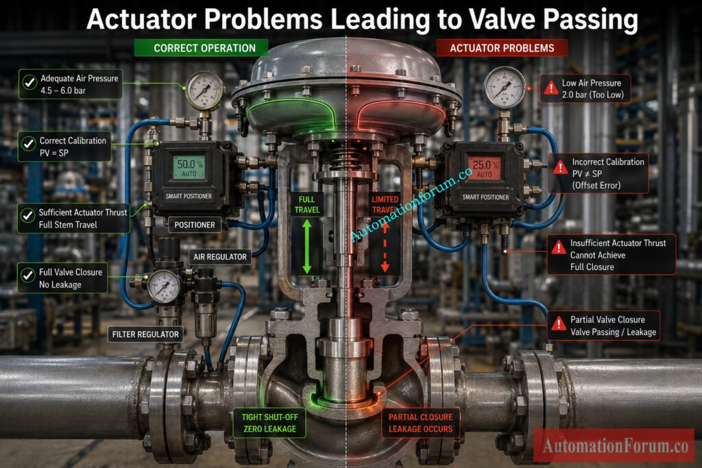 Major Causes of Control Valve Passing - Incorrect Actuator Adjustment
