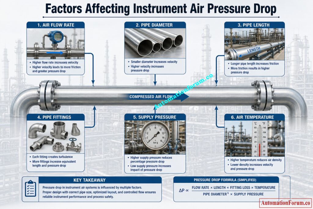 Factors Affecting Pressure Drop in Instrument Air Pipelines