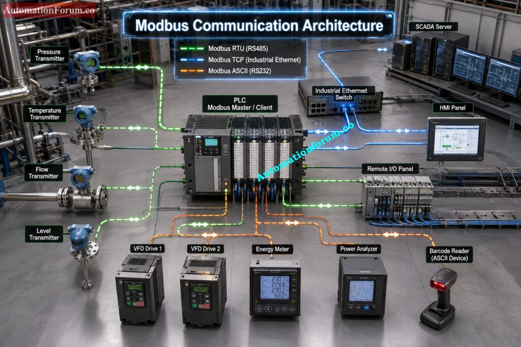 Modbus RTU, Modbus ASCII, and Modbus TCP