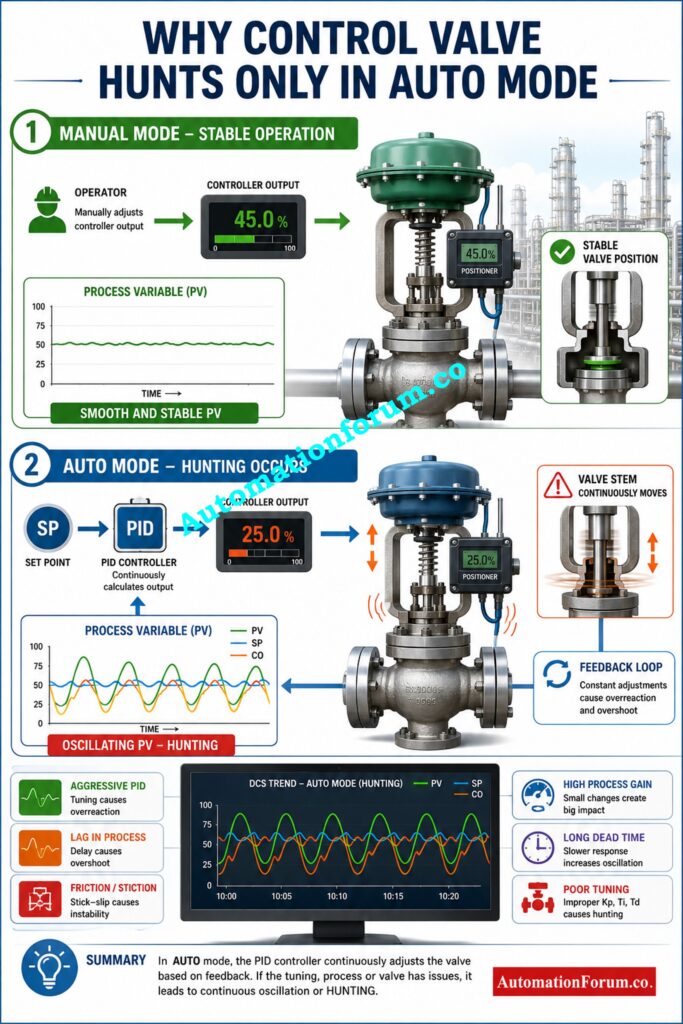 Why Control Valve Hunts Only in AUTO Mode