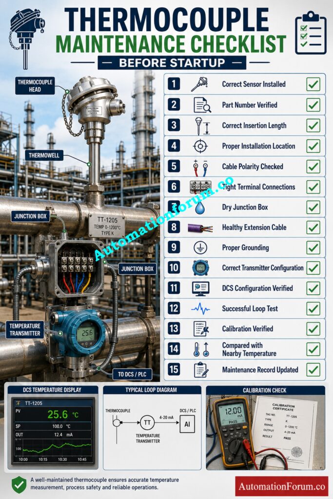 Thermocouple Maintenance Checklist Before Returning the Loop to Service