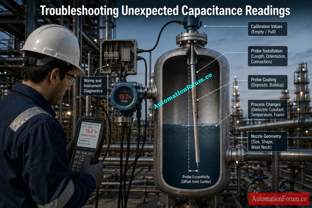 Troubleshooting Unexpected Capacitance Level Readings