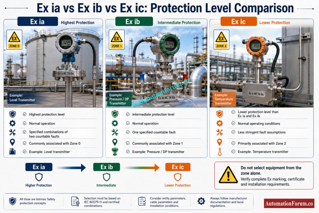 Comparing Ex ia, Ex ib and Ex ic in Process Plants