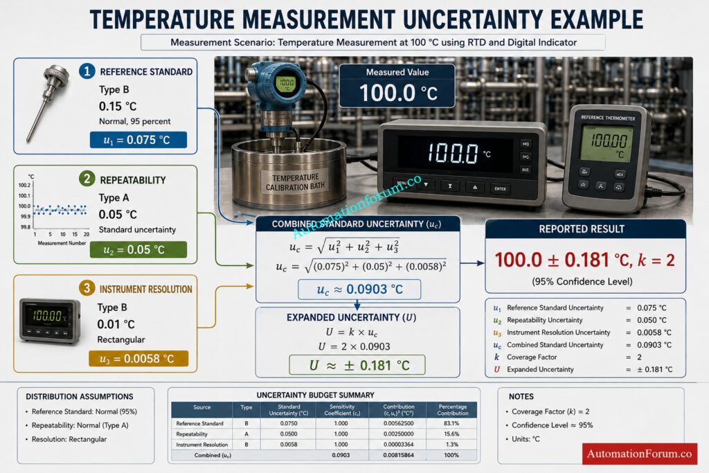 Measurement Uncertainty Calculation Example for Temperature