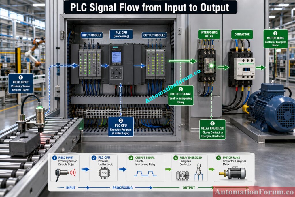How Does a PLC Signal Travel from Input to Output?