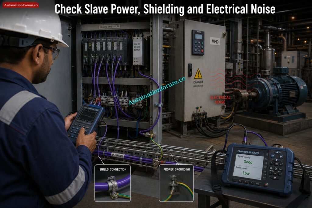 Check PROFIBUS Shielding, Grounding and Electrical Noise
